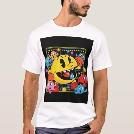 Funny Pac-Man T-Shirt – Retro Arcade Gaming Tee Tシャツ (正面)