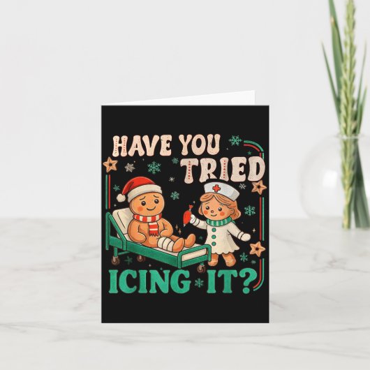 Funny Pain Scale Have You Tried Icing It Gingerbre カード (正面)