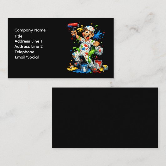 Funny Painter Cartoon Painter Business Card 名刺 (正面/裏面)