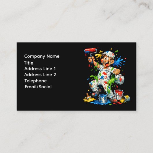 Funny Painter Cartoon Painter Business Card 名刺 (正面)