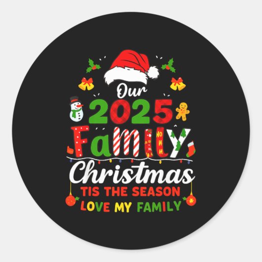 Funny Pajamas Outfit Family Matching Christmas 202 ラウンドシール (正面)