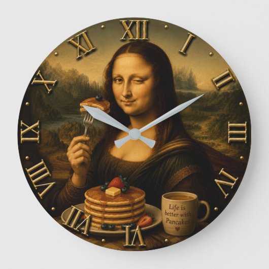 Funny Pancake Mona Lisa ラージ壁時計 (正面)