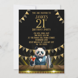 Funny Panda 21st Birthday Party Invitation 招待状