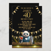 Funny Panda 40th Birthday Party Invitation 招待状 (正面/裏面)