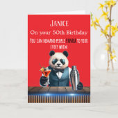 Funny Panda 50th Birthday Card カード (黄色い花)