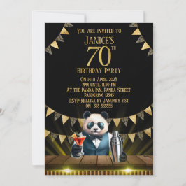 Funny Panda 70th Birthday Party Invitation 招待状