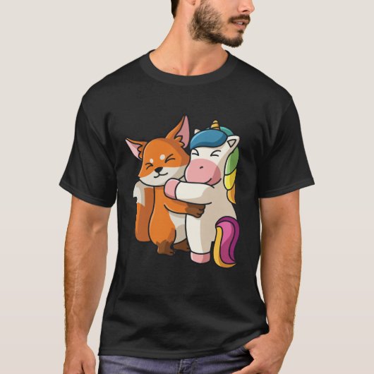 Funny Panda and Unicorn cute Hug Cuddle Animals Cu Tシャツ (正面)