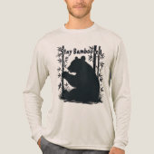 Funny Panda Bear Bamboo Pun Silhouette Black White トライブレンドTシャツ (正面)