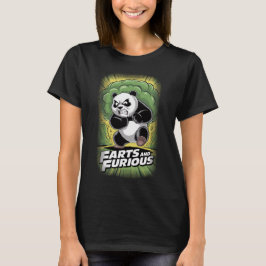 Funny Panda Design about Farting on a Black Tシャツ