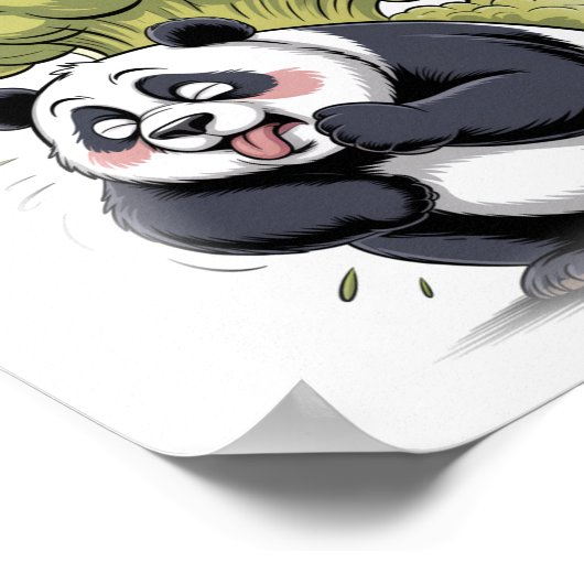 Funny Panda making a Fart on a White ポスター (角)