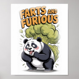 Funny Panda making a Fart on a White ポスター