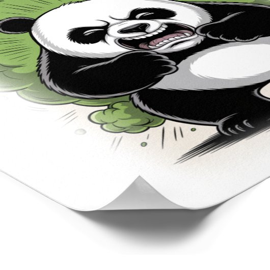 Funny Panda making a Fart on a White ポスター (角)