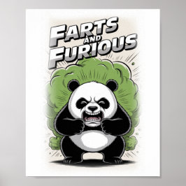 Funny Panda making a Fart on a White ポスター