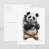 Funny Panda Movie Character on a White シーズンポストカード (正面/裏面)