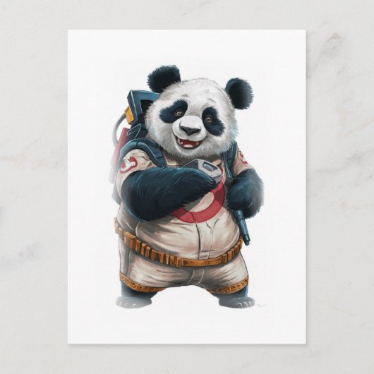 Funny Panda Movie Character on a White シーズンポストカード (正面)