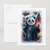 Funny Panda Movie Character on a White シーズンポストカード (正面/裏面)