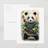 Funny Panda Movie Design on a White シーズンポストカード (正面/裏面)