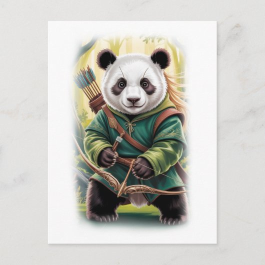 Funny Panda Movie Design on a White シーズンポストカード (正面)
