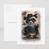 Funny Panda Movie Hero Character on a White シーズンポストカード (正面/裏面)