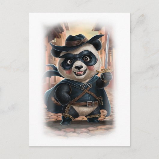 Funny Panda Movie Hero Character on a White シーズンポストカード (正面)