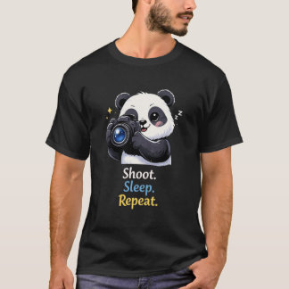 Funny Panda Photographer Shoot Sleep Rep Tシャツ