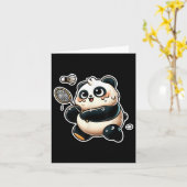 Funny Panda Playing Badminton Cute Sporty Exercise カード (黄色い花)
