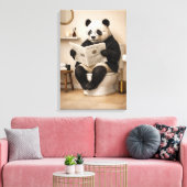 Funny Panda Reading Newspaper Bathroom Humor キャンバスプリント (インサイチュ (リビング))