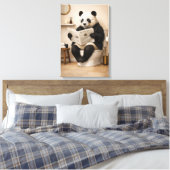 Funny Panda Reading Newspaper Bathroom Humor キャンバスプリント (インサイチュ (寝室))