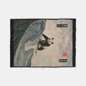 Funny Panda Surfing Saying Japanese Wave Meme Humo フリースブランケット (正面(横))