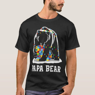 Funny Papa Bear Autism Awareness Autism Matching F Tシャツ
