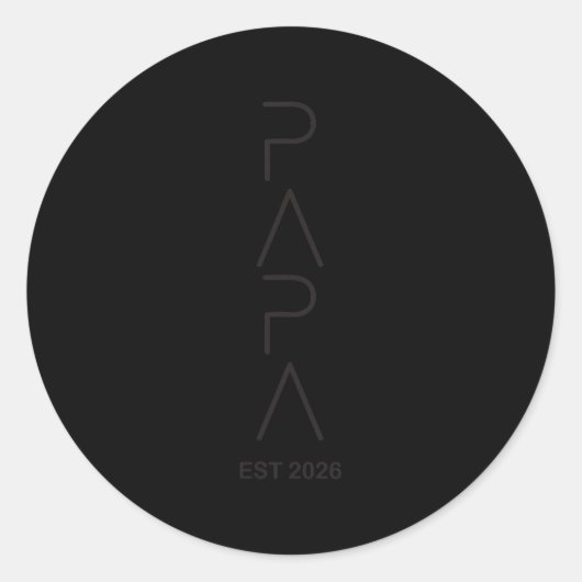Funny Papa Est.2026 Expecting Dad Announcement Fat ラウンドシール (正面)