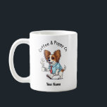 Funny Papillon Dog Business Suit Coffee  コーヒーマグカップ<br><div class="desc">Celebrate your love of dogs and your sense of humor with this unique cartoon-style mug featuring your favorite canine companion. This design tells the story of a "working dog" in a distinctive way, showcasing a stylish puppy ready to start his day with a bow tie and a hot cup of...</div>