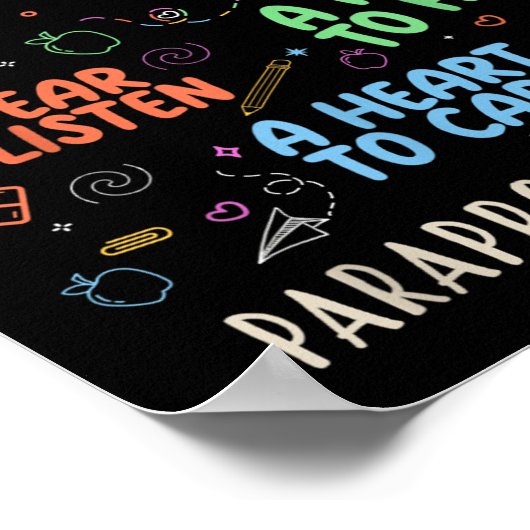 Funny Paraeducator Heart To Care Paraprofessional  ポスター (角)