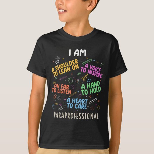Funny Paraeducator Heart To Care Paraprofessional Tシャツ (正面)