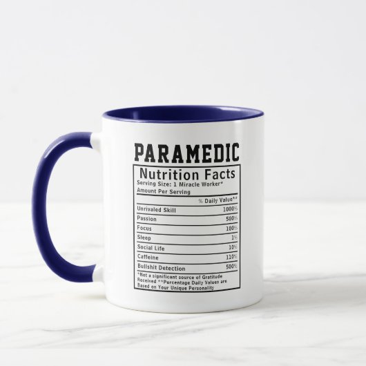 Funny Paramedic Nutrition Facts emergency workers  マグカップ (左)