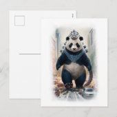 Funny Parody Panda Action Movie on a White シーズンポストカード (正面/裏面)