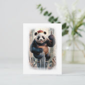 Funny Parody Panda Movie Character on a White シーズンポストカード (スタンド正面)