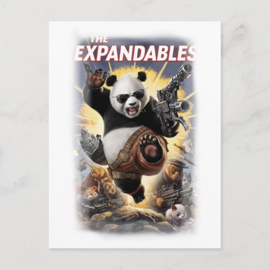 Funny Parody Panda Movie Poster on a White シーズンポストカード (正面)