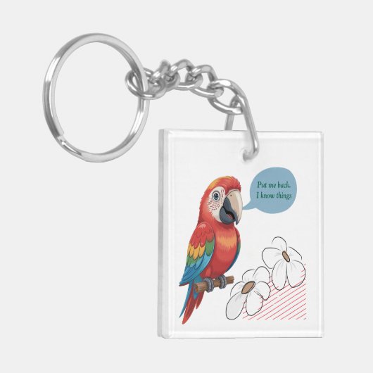Funny Parrot Acrylic Keychain – Custom Text & Imag キーホルダー (正面左)