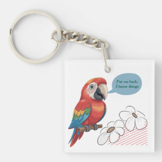 Funny Parrot Acrylic Keychain – Custom Text & Imag キーホルダー