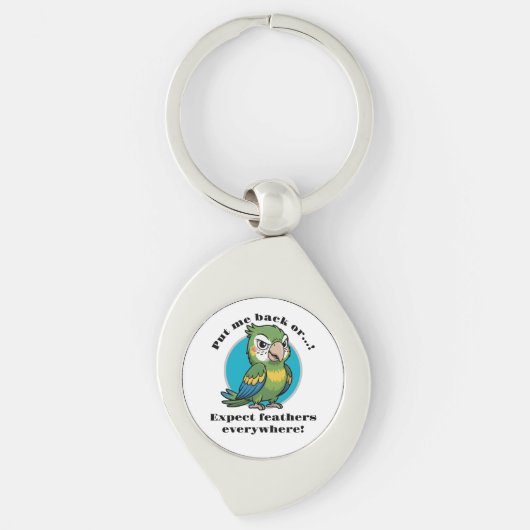 Funny Parrot Keychain – Custom Text + Image キーホルダー (正面)
