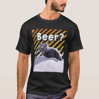 Funny Party Black Beer Cat With Sunglasses - Beer? Tシャツ