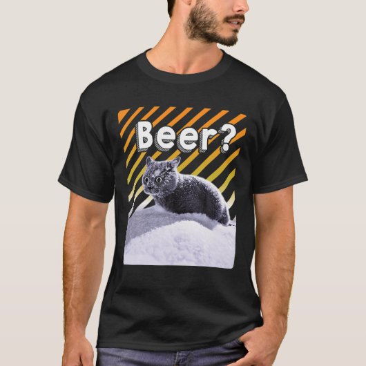 Funny Party Black Beer Cat With Sunglasses - Beer? Tシャツ (正面)