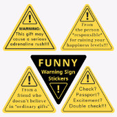 Funny Party Warning Sticker | Yellow Caution Sign  三角形シール