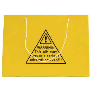 Funny Party Yellow Caution Sign ラージペーパーバッグ