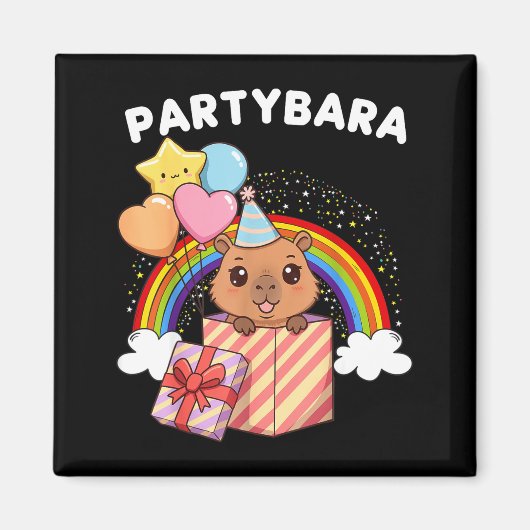 Funny Partybara Capybara Happy Birthday Kids Boys マグネット (正面)