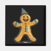 Funny Partying Gingerbread Man With Party Hat Cost マグネット (正面)