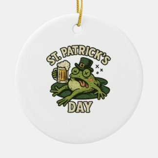Funny Passed Out St. Patrick's Day Frog Vintage セラミックオーナメント