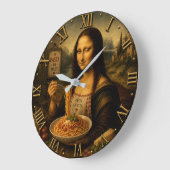 Funny Pasta Mona Lisa A Delicious Italian Twist ラージ壁時計 (傾斜)