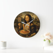 Funny Pasta Mona Lisa A Delicious Italian Twist ラージ壁時計 (ホーム)